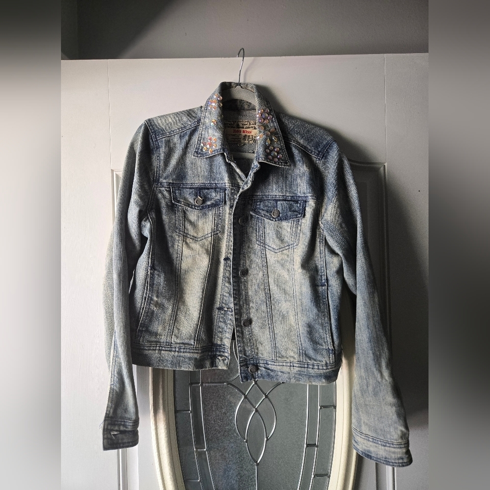 Hot Kiss Blue Jean Bedazzled Jacket‎